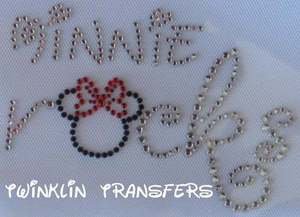 Rhinestone Iron On Hot Fix Transfer MINNIE ROCKS DISNEY