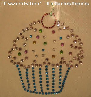 Rhinestone Transfer Hot Fix Iron On BIRTHDAY CUPCAKE