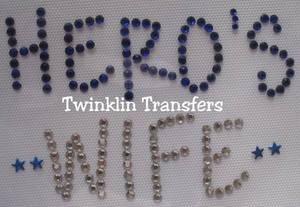 Rhinestone Transfer Hot Fix Iron On POLICE HERO WIFE