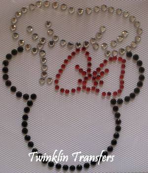 Rhinestone Hot Fix Iron On Transfer CHEF MINNIE RED BOW