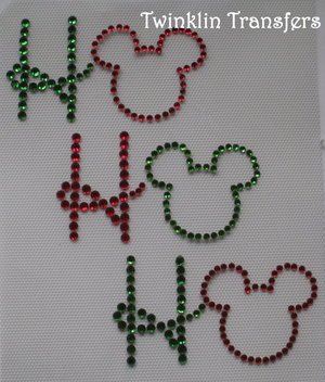 Rhinestone Hot Fix Iron On Transfer CHRISTMAS HO HO HO