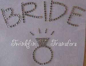 Rhinestone Transfer Hot Fix Iron On WEDDING BRIDE RING