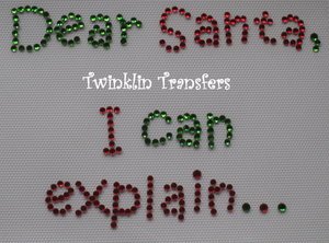 Rhinestone Hot Fix IronOn Transfer CHRISTMAS DEAR SANTA