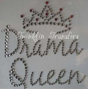 Rhinestone Hot Fix Iron On Transfer DRAMA QUEEN CROWN