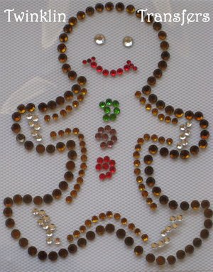 Rhinestone Hot Fix Iron On Transfer HOLIDAY GINGERBREAD