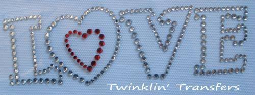 Rhinestone Transfer Hot Fix Iron On RED HEART LOVE
