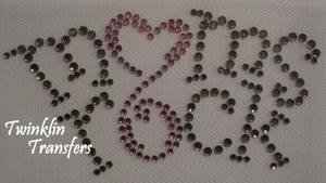 Rhinestone Hot Fix Iron On Transfer MOMS ROCK HEART