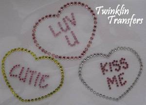 Â Rhinestone Hot Fix Iron Transfer CONVERSATION HEART #2