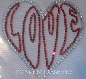 Rhinestone Transfer Hot Fix Iron On HEART LOVE RED