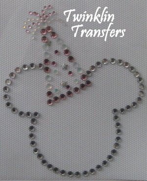 Rhinestone Hot Fix Iron On Transfer BIRTHDAY HAT MINNIE