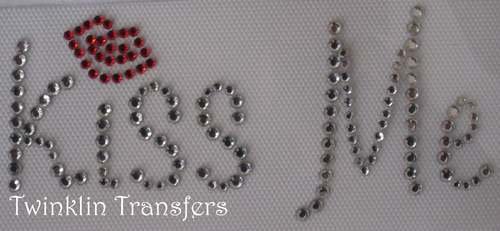 Rhinestone Transfer Iron On KISS ME LIPS VALENTINE