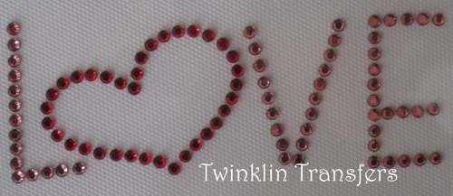 Rhinestone Transfer Iron On LOVE HEART VALENTINE