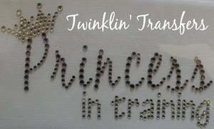 Rhinestone Transfer Iron On PRINCESS IN TRAINING CROWN