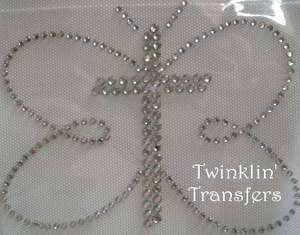 Rhinestone Transfer Iron On CROSS CHRISTIAN BUTTERFLY