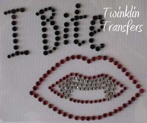 Rhinestone Transfer Iron On VAMPIRE TWILIGHT FANGS BITE