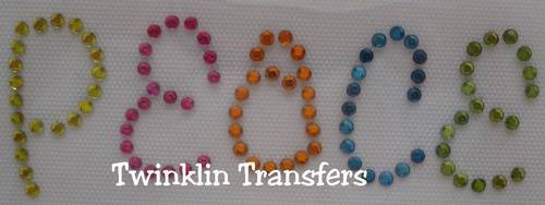 Rhinestone Hot Fix Iron On Transfer RETRO PEACE PINK