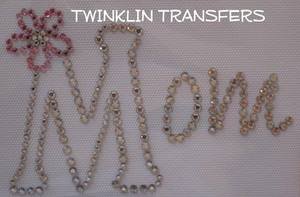 Rhinestone Transfer Iron On MOM MOTHER'S DAY FLOWER