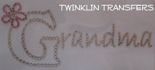 Rhinestone Transfer Iron On GRANDMA FLOWER PINK