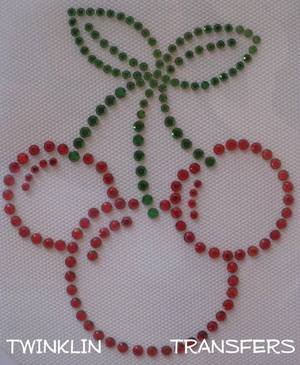 Rhinestone Transfer Iron On MICKEY CHERRIES CHERRY RED
