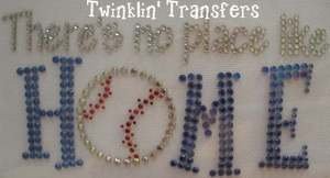 Rhinestone Transfer Hot Fix Iron On BASEBALL HOME RUN
