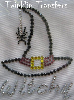 Rhinestone Transfer Hot Fix Iron On WITCH HAT HALLOWEEN