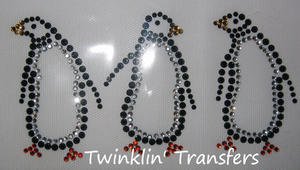 Rhinestone Transfer Hot Fix Iron On PENGUIN TRIO