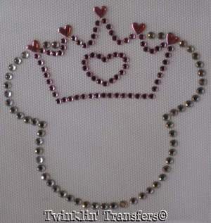Rhinestone Iron On Transfer PRINCESS MINNIE PINK HEART