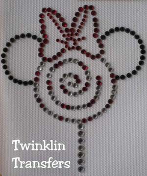Rhinestone Iron On Transfer MINNIE LOLLIPOP CANDY BOW