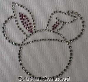 Rhinestone Iron On Transfer MICKEY EASTER BUNNY EARS