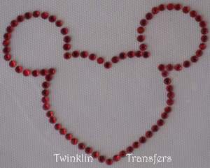 Rhinestone Iron On Transfer RED MICKEY HEART VALENTINE