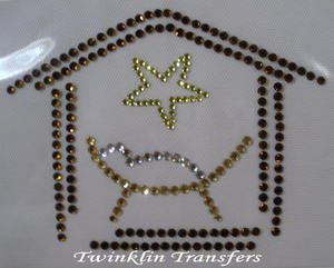 Rhinestone Transfer Iron On CHRISTMAS MANGER BABY JESUS