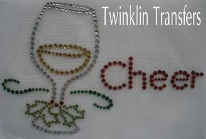 Rhinestone Transfer Hot Fix IronOn WINE CHRISTMAS CHEER