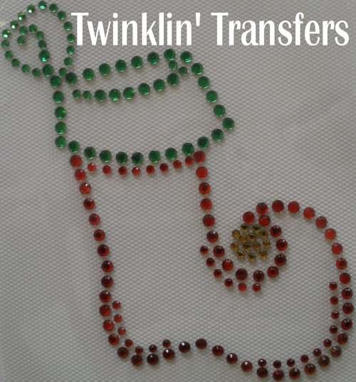 Rhinestone Transfer Iron On CHRISTMAS ELF STOCKING