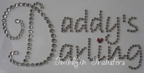 Rhinestone Iron On Transfer DADDYS DARLING FATHERS DAY