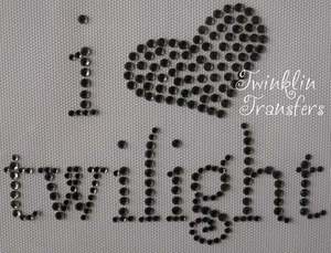 Rhinestone Transfer Iron On I HEART LOVE TWILIGHT