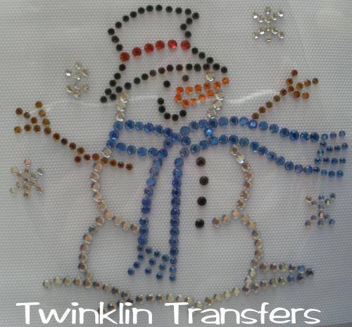 Rhinestone Transfer Hot Fix Iron On WINTER SNOWMAN