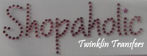 Rhinestone Hot Fix Iron On Transfer SHOPAHOLIC PINK