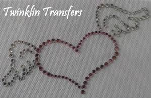 Rhinestone Hot Fix Iron On Transfer WING HEART PINKÂ