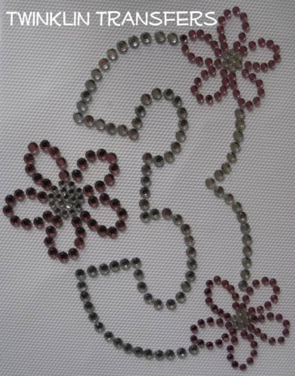 Rhinestone Iron On Transfer BIRTHDAYÂ 3 THREE 3rd FLOWER