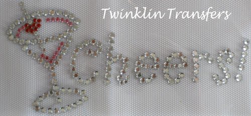 Rhinestone Transfer Hot Fix Iron On PINK MARTINI CHEERS