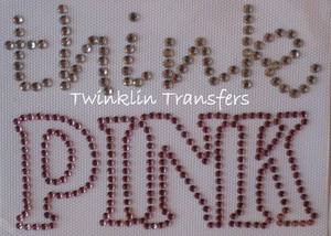 Rhinestone Iron On Transfer THINK PINK BREAST CANCER