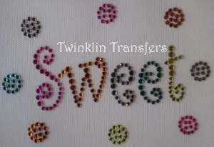 Rhinestone Hot Iron On Transfer SWEET CANDY DOTS PINK