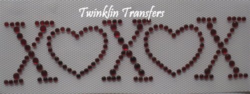 Rhinestone HotFix Iron On Transfer VALENTINE HEART XOXO