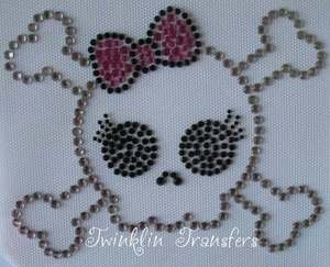 Rhinestone Hot Iron On Transfer EMO SKULL BOW PINK GIRL