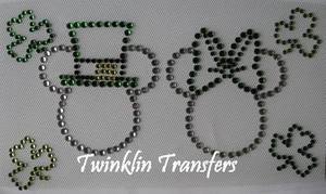 Rhinestone Transfer Iron On MICKEY MINNIE SHAMROCKS