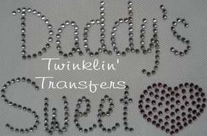 Rhinestone Transfer Iron On DADDY'S SWEETHEART PINK HEA