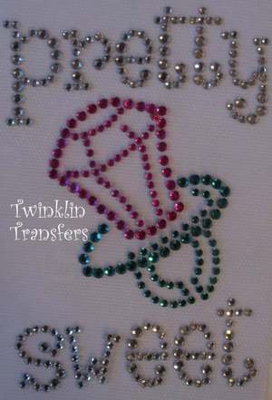 Rhinestone Iron On Transfer RING POP CANDY PRETTY SWEET