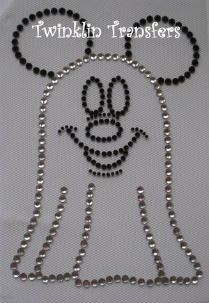Rhinestone Hot Iron On Transfer HALLOWEEN MICKEY GHOST
