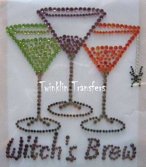 Rhinestone Transfer Hot Fix Iron On HALLOWEEN MARTINIS