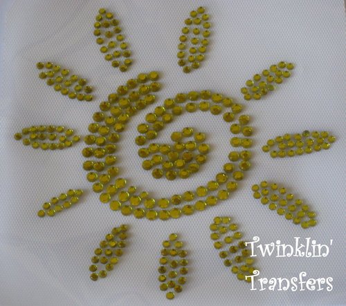 Rhinestone Hot Fix Iron On Transfer Yellow SUN SUMMER